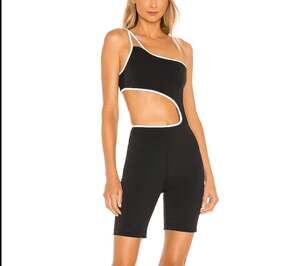 New Gigi C Daniella Cutout Romper S Black White